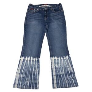 Y2K Baby Phat Low Rise Flare Jeans Womens Size 13 Bell Bottom Tie-Dye Denim